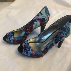 Multi colored floral heels